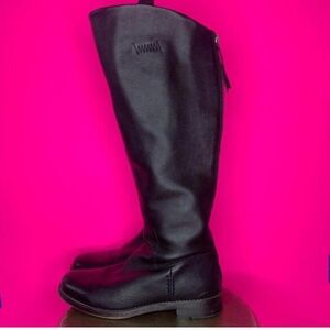 Franco Sarto Meyer Black Leather Ful Zip Knee High Riding Boot Sz 9W